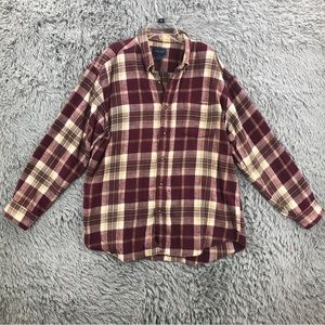 Towncraft Shirt Vintage Mens Large Plaid Checkered Flannel Button Down